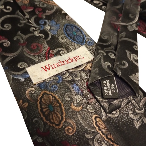 Windridge Mervyns Men's Blend Jacquard Paisley Floral Necktie - Picture 3 of 3